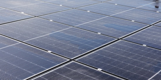 The view of rooftop with solar panels